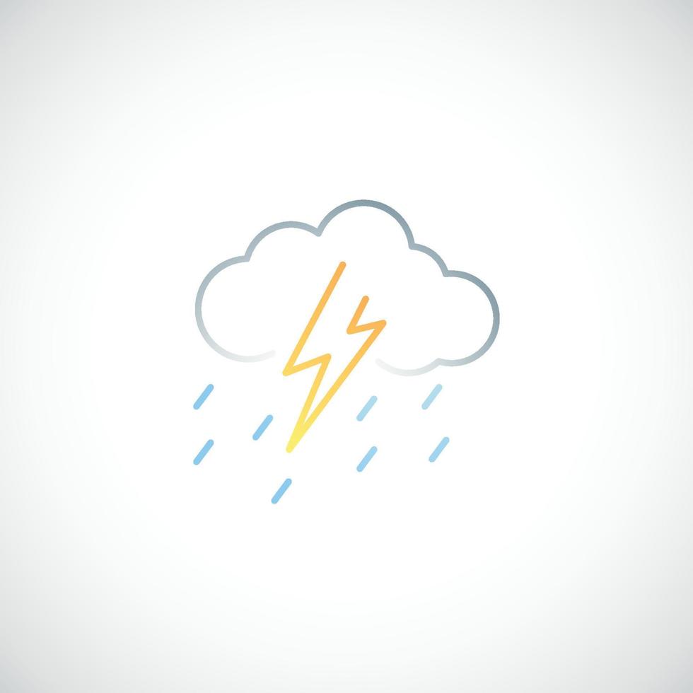 Thunder and Rain line icon. Vector weather sign.