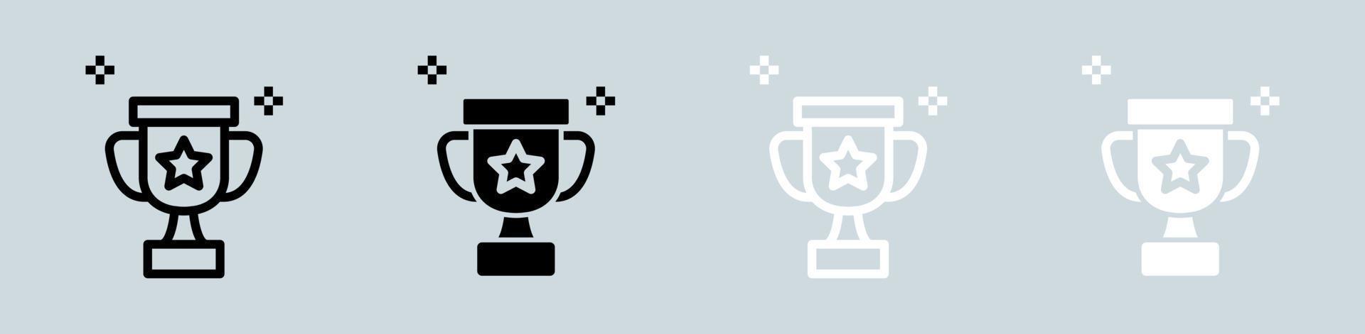 Trophy icon set in black and white. Champion signs vector illustration.