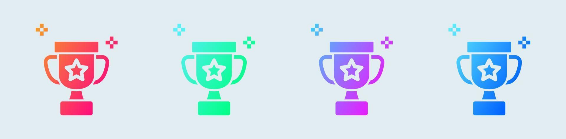 Trophy solid icon in gradient colors. Champion signs vector illustration.