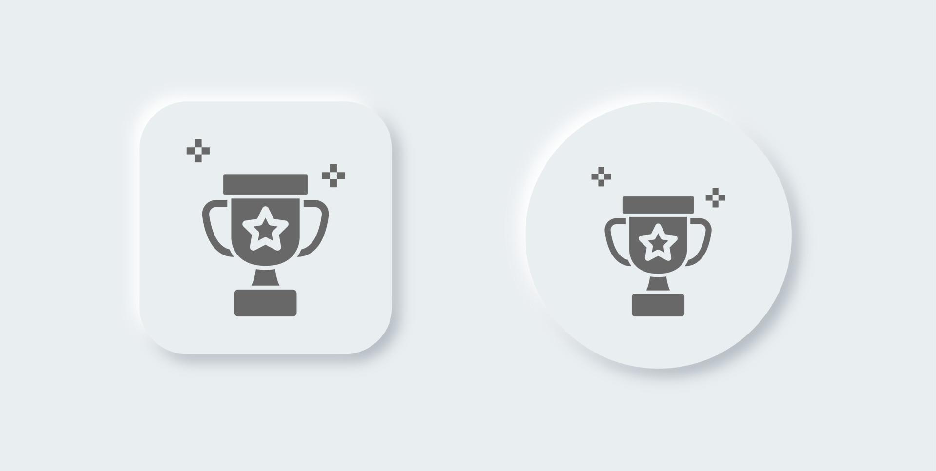 Trophy solid icon in neomorphic design style. Champion signs vector illustration.