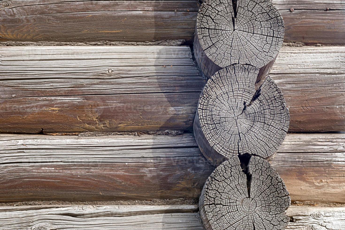 Texture of old log county house wall photo