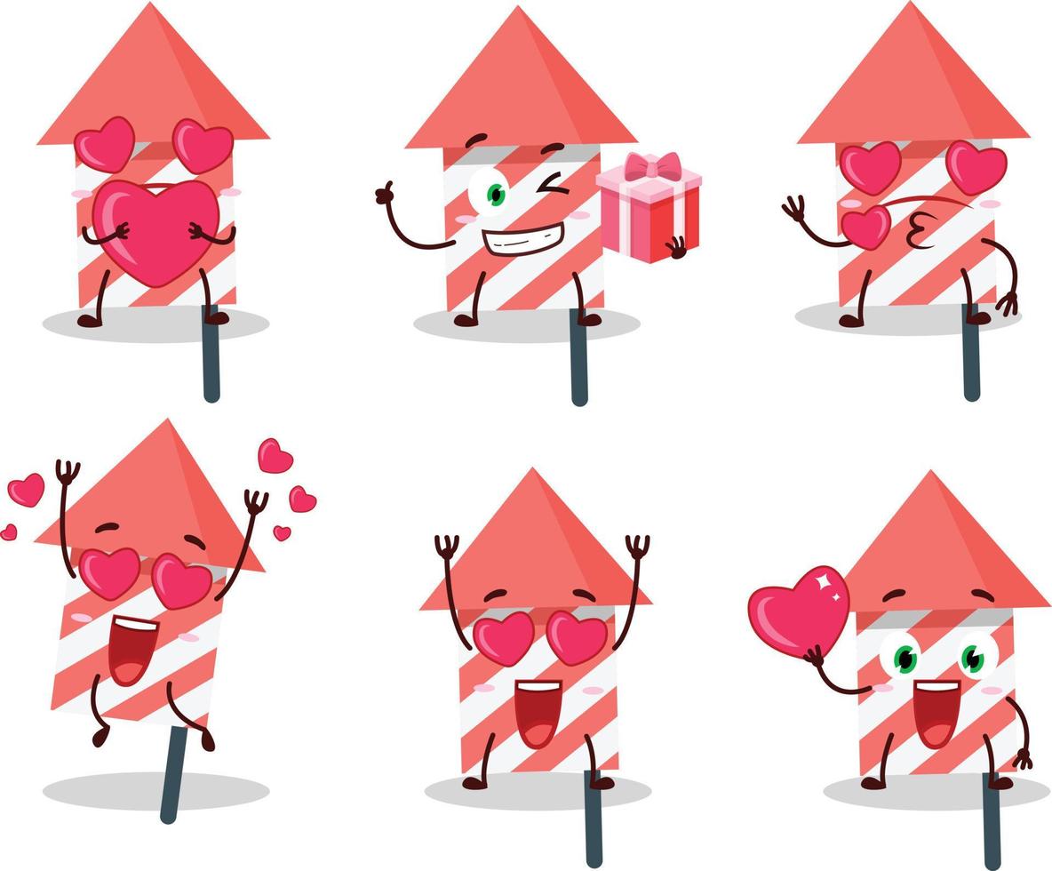 Fire cracker cartoon character with love cute emoticon vector