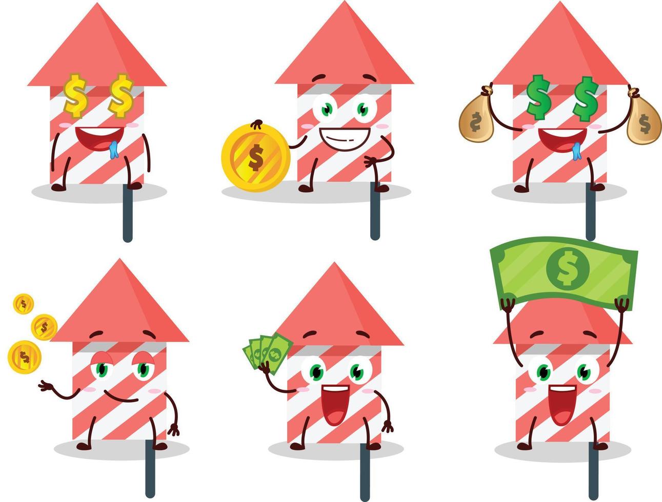 Fire cracker cartoon character with cute emoticon bring money vector