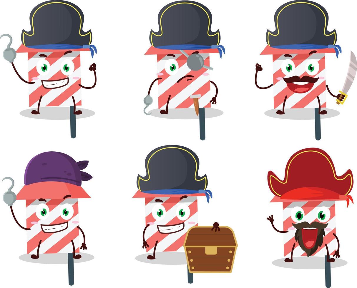 Cartoon character of fire cracker with various pirates emoticons vector