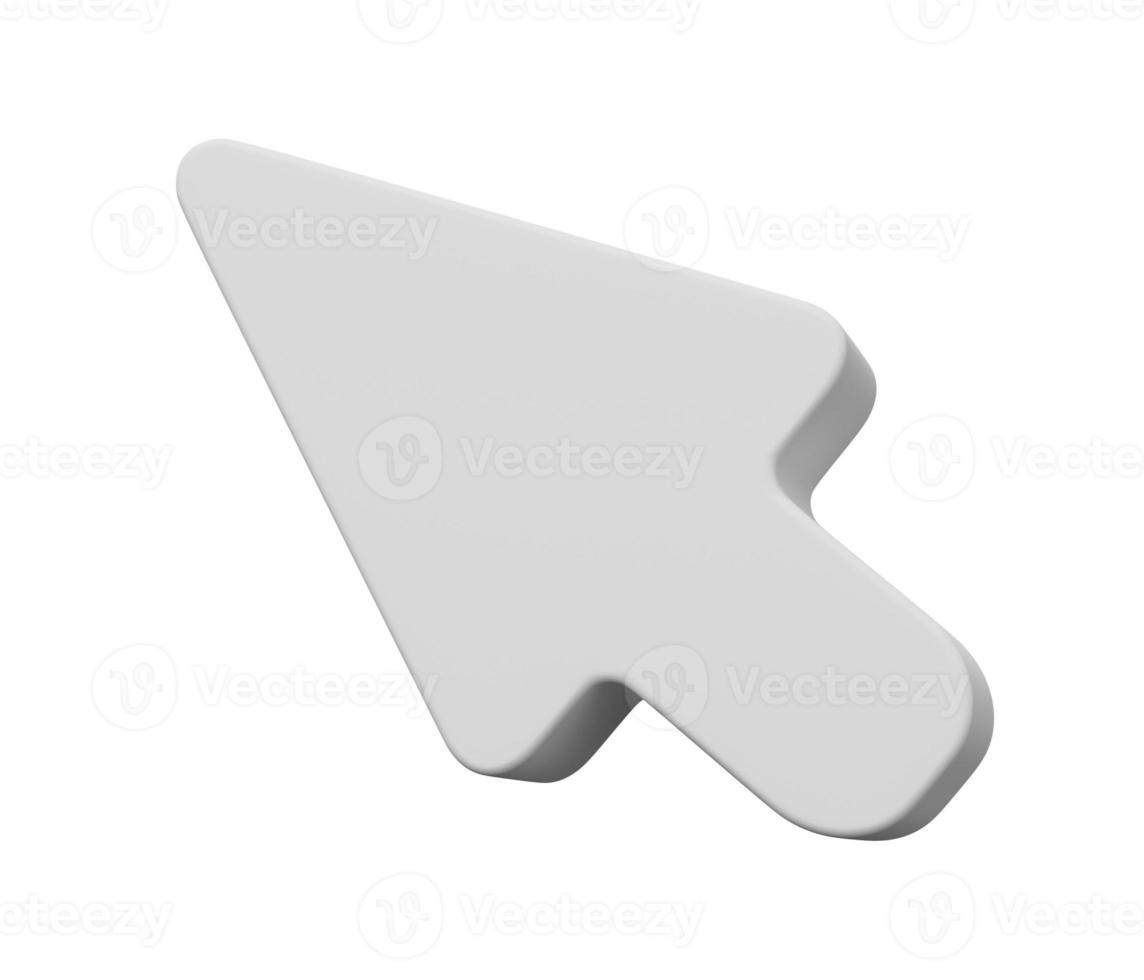 white arrow pointer 3d symbol. 3d render cartoon minimal icon illustration photo