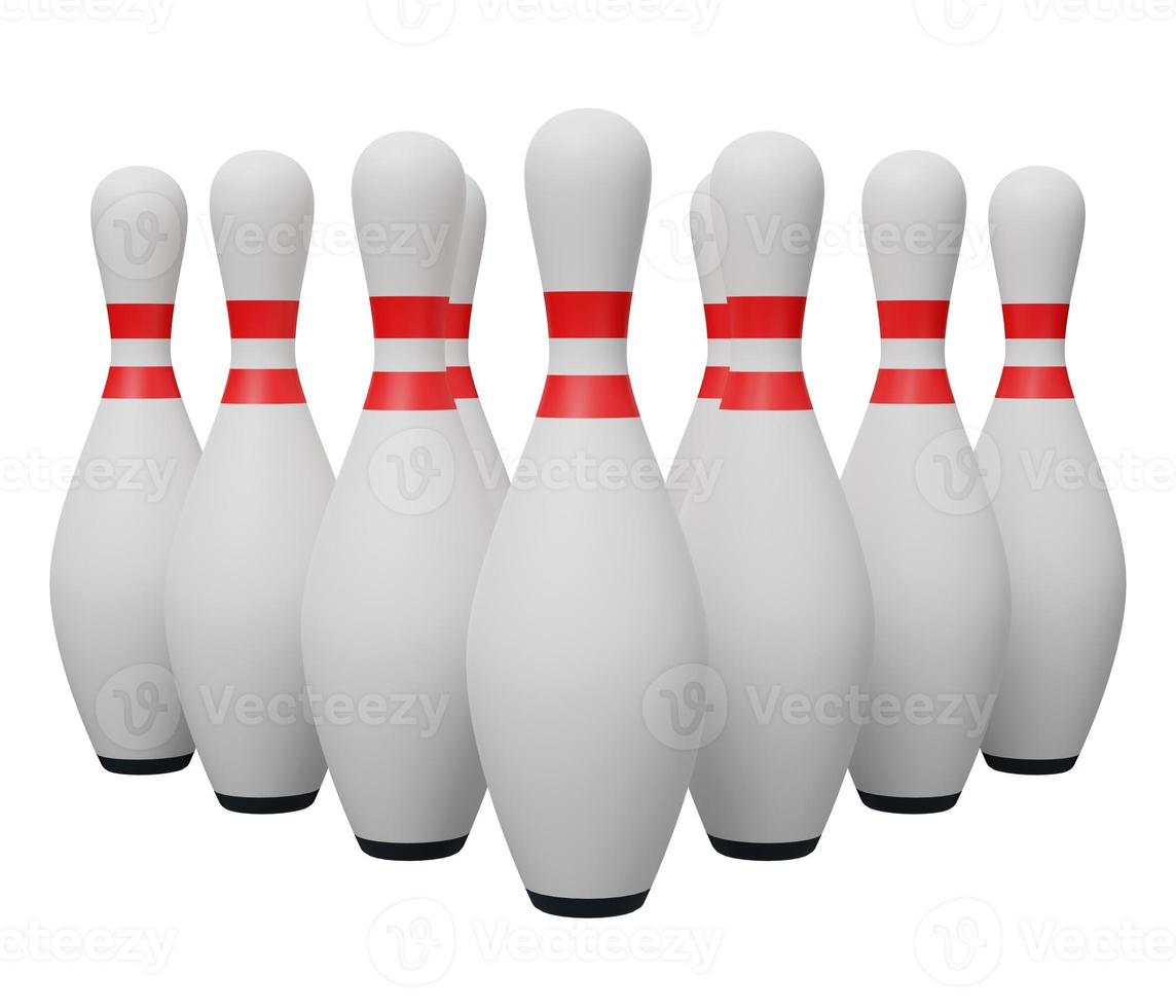 group bowling pin 3d render. 3d render cartoon minimal icon illustration photo