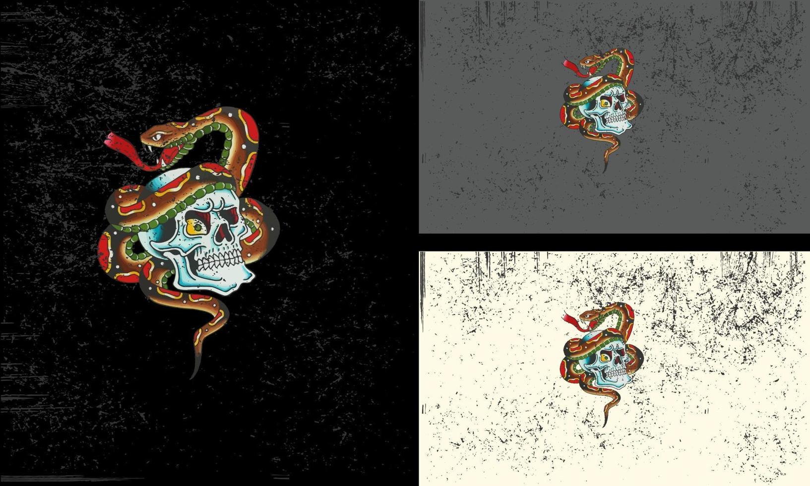 head skull and snake vector illustration mascot design