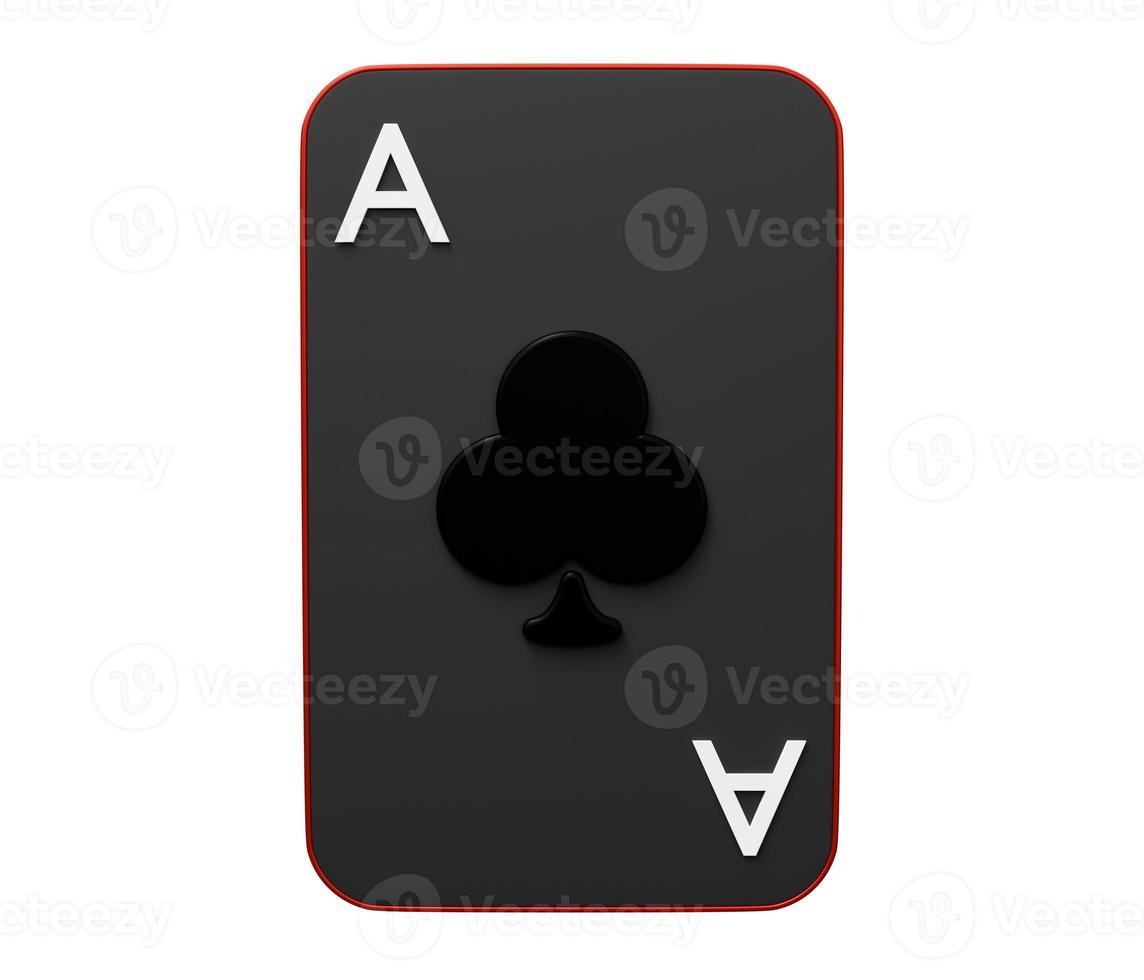 Ace clubs playing card 3d. 3d render cartoon minimal icon illustration photo