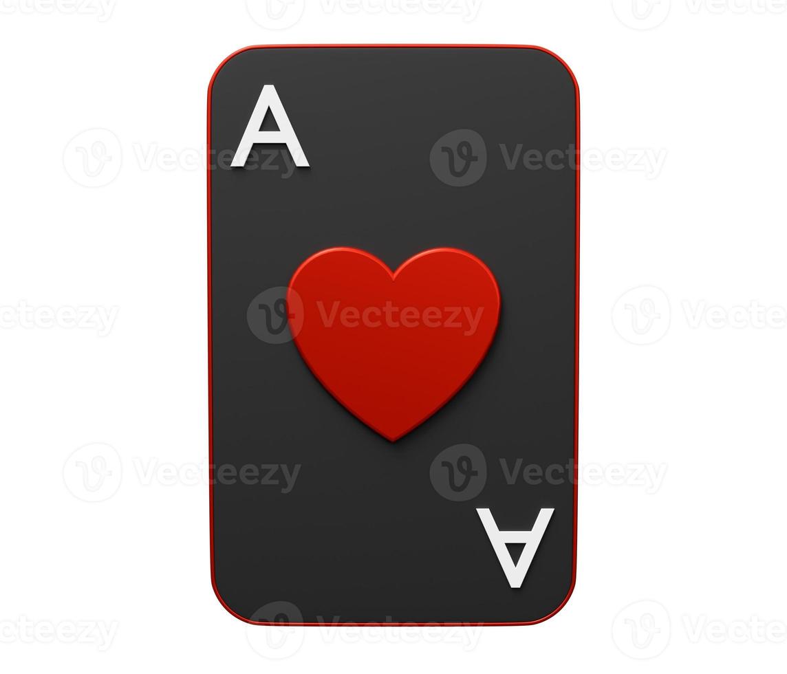 Ace heart playing card 3d. 3d render cartoon minimal icon illustration photo