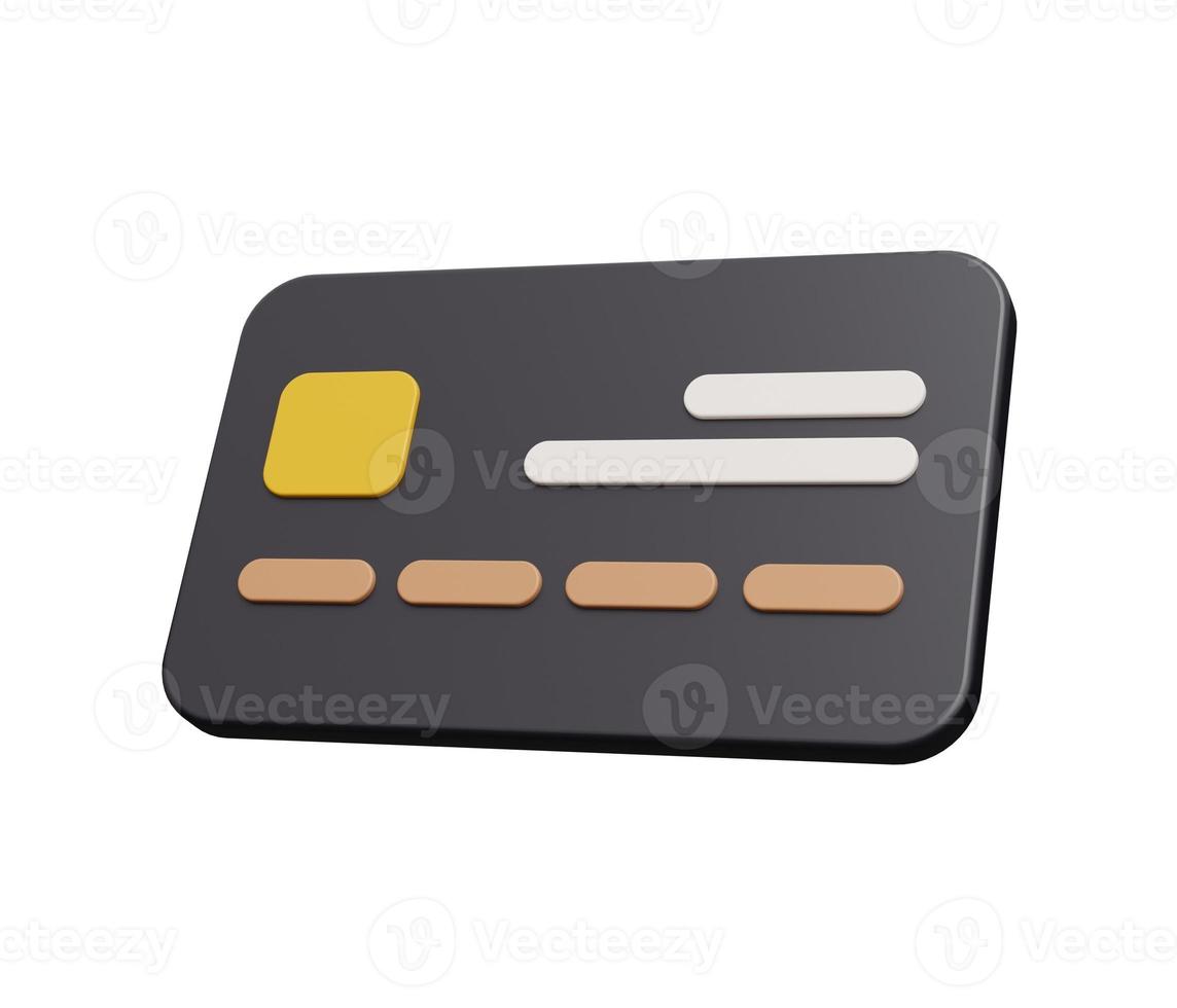 credit card front 3d. 3d render cartoon minimal icon illustration photo