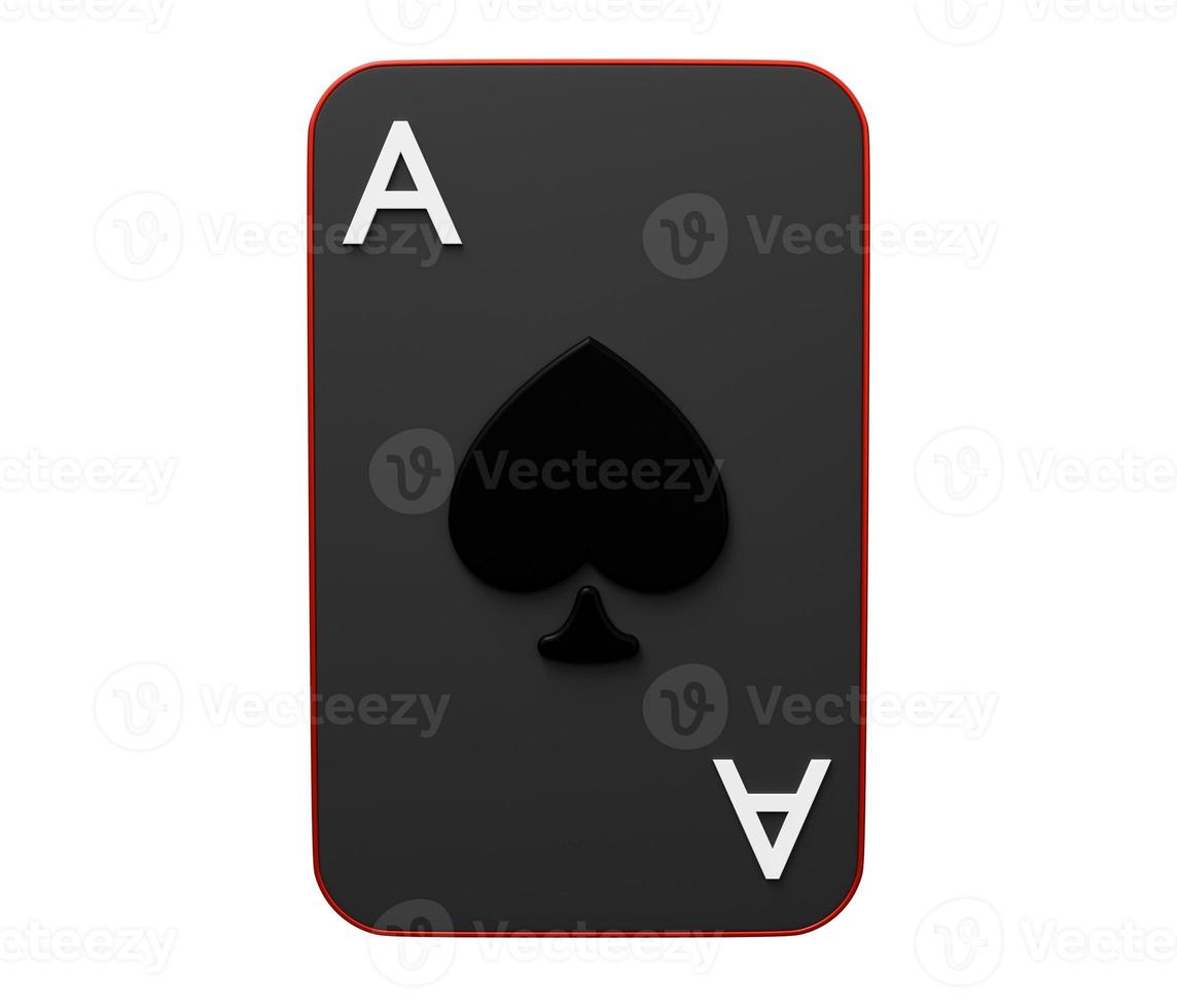 Ace spade playing card 3d. 3d render cartoon minimal icon illustration photo