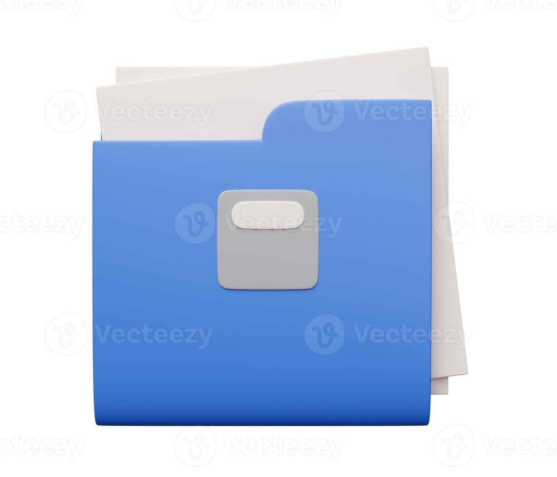 folder with document 3d. 3d render cartoon minimal icon illustration photo