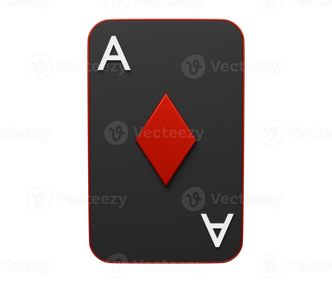 Ace diamond playing card 3d. 3d render cartoon minimal icon illustration photo