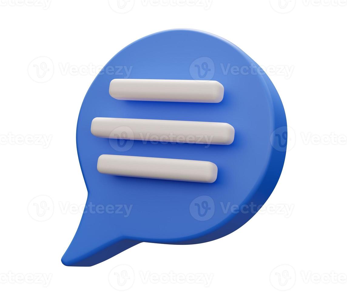 round speech bubble 3d. 3d render cartoon minimal icon illustration photo