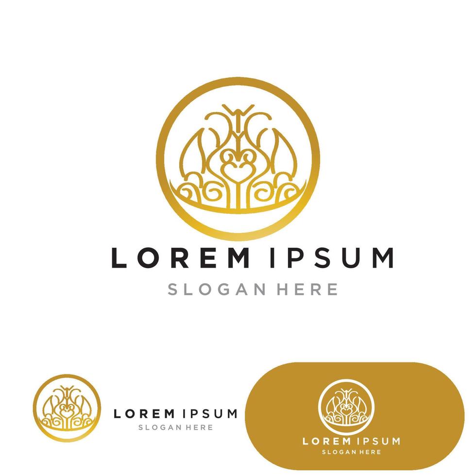 Golden king crown vector logo