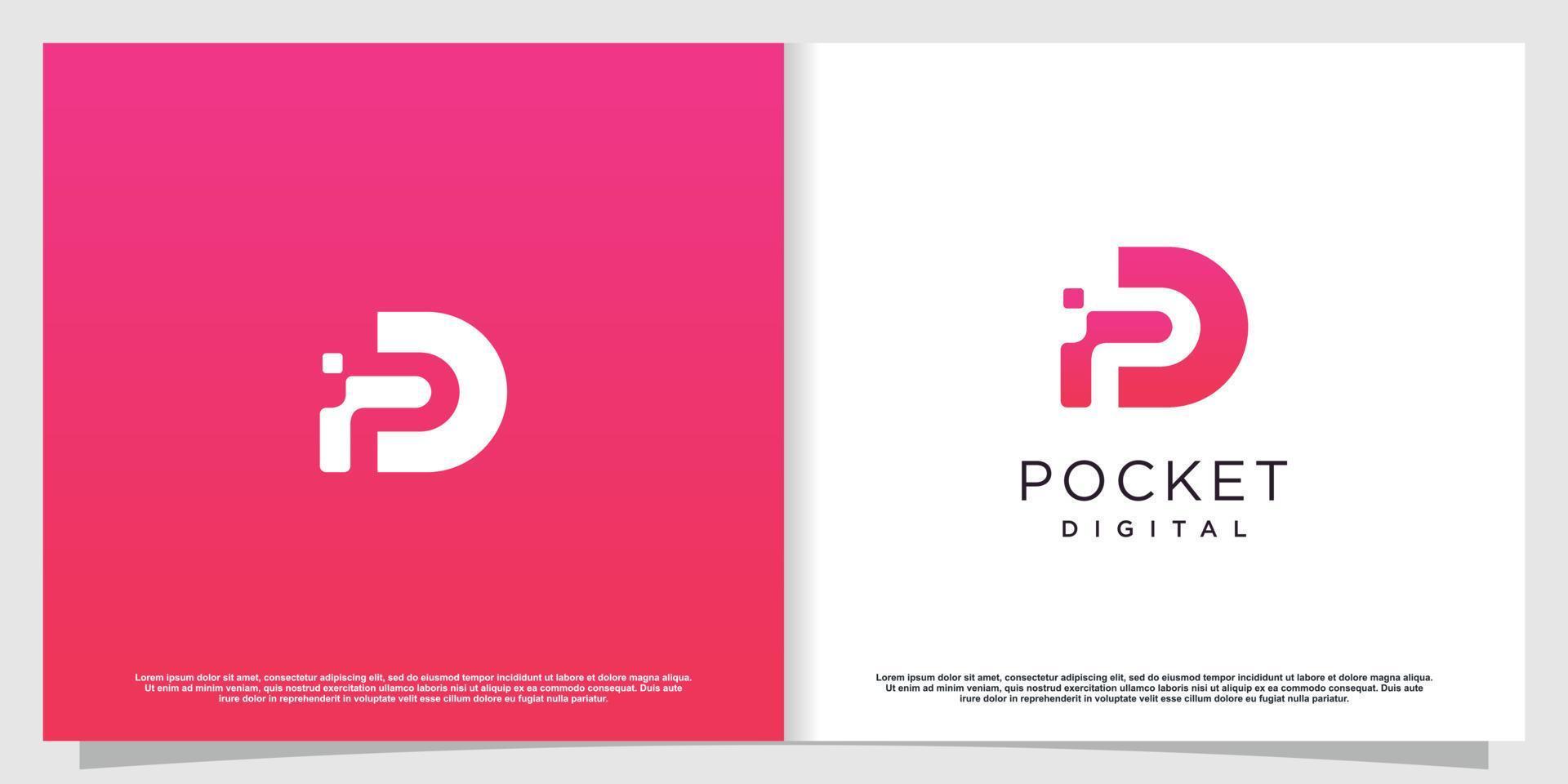 Wallet logo design with modern letter P concept idea vector