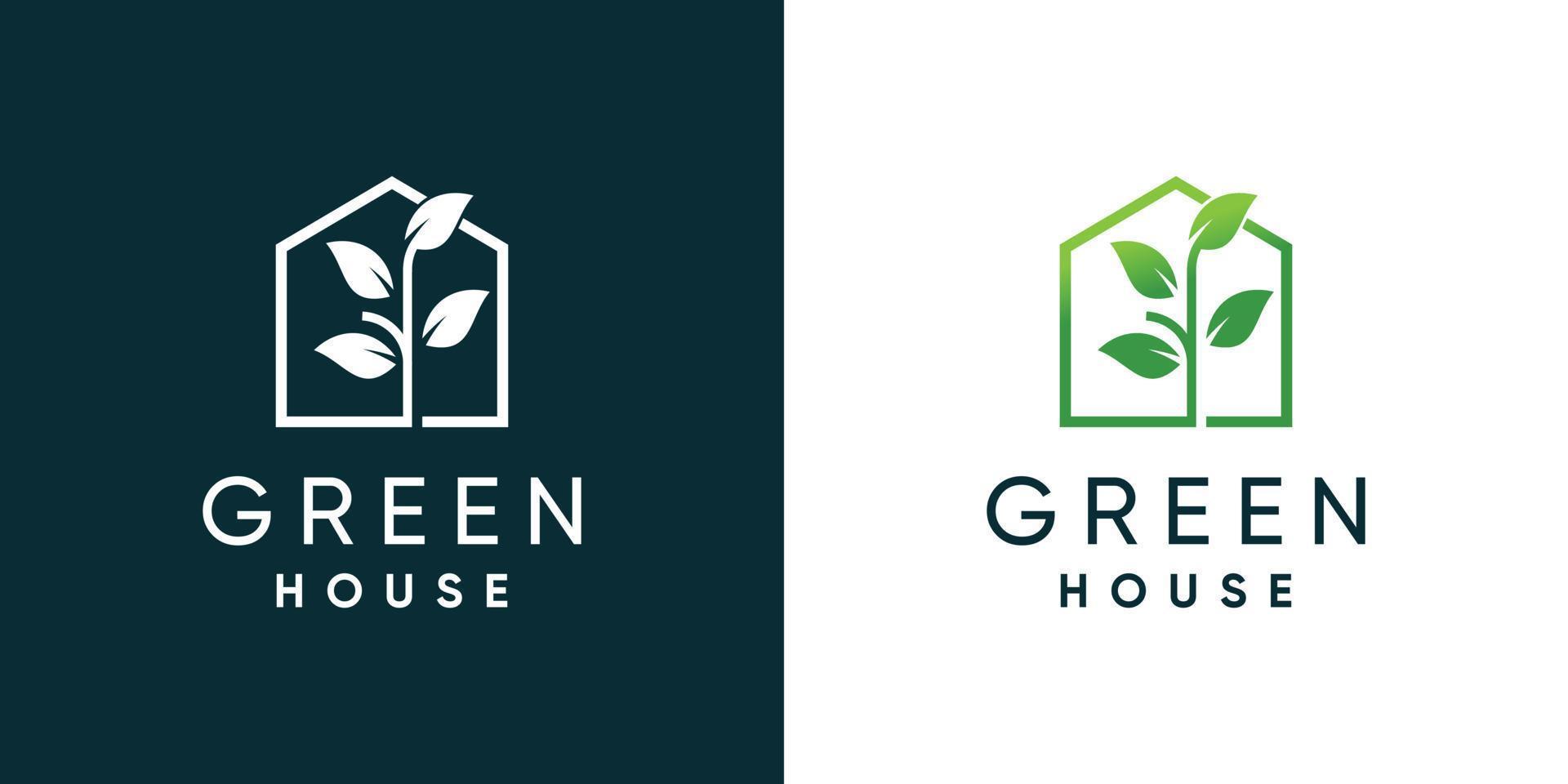 Green house logo design template with modern style vector