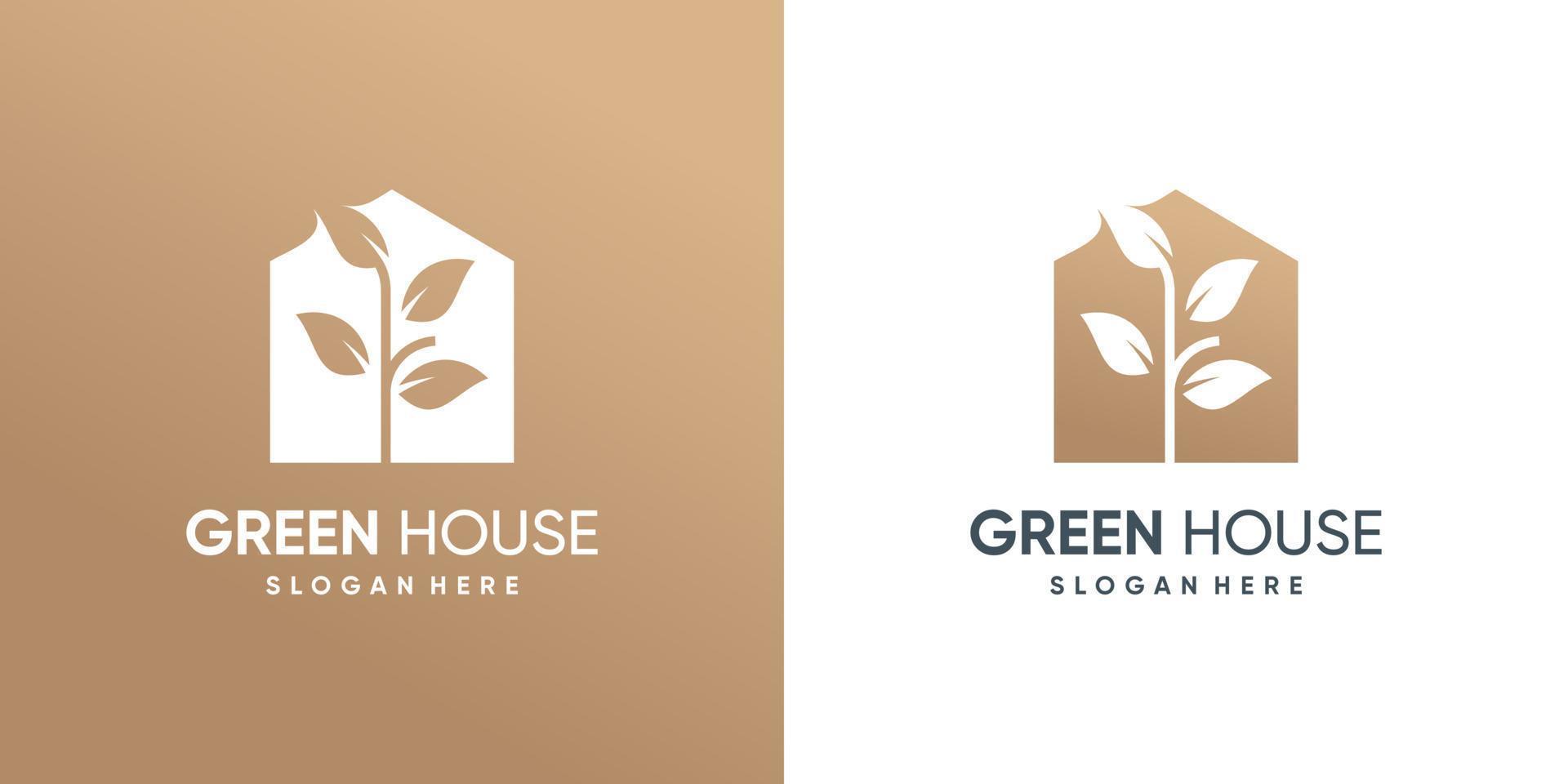 Green house logo design template with modern style vector
