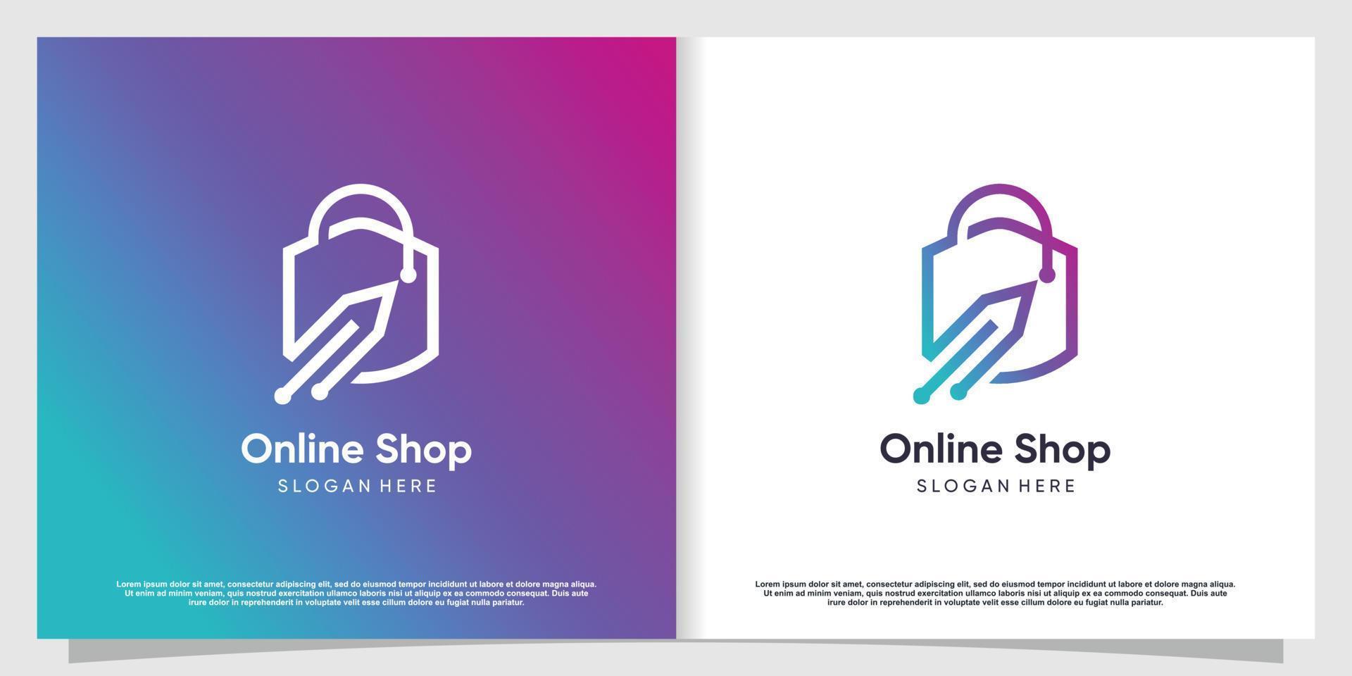 Shop logo design template with unique concept idea vector