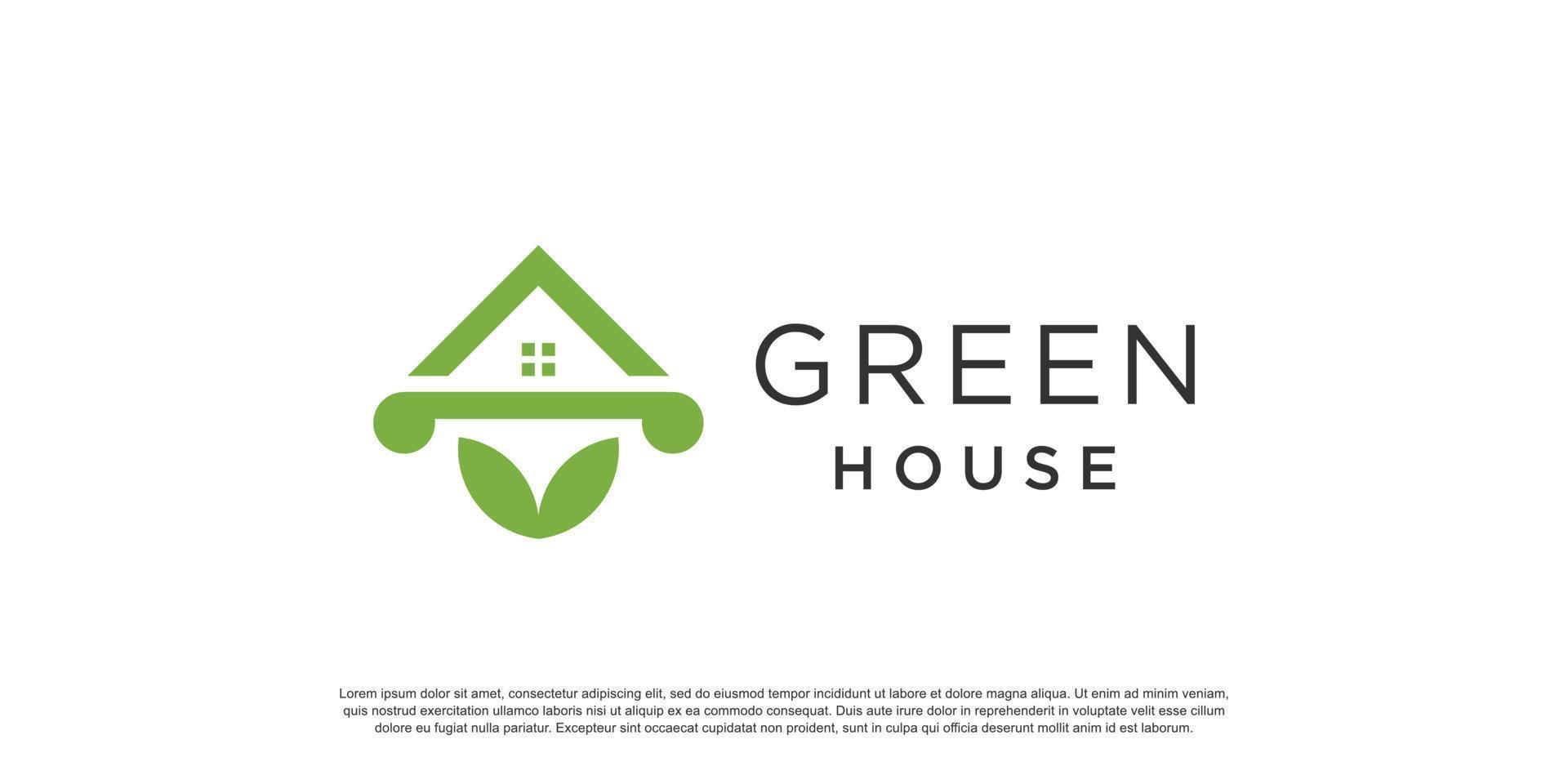 Green house logo design template with modern style idea vector