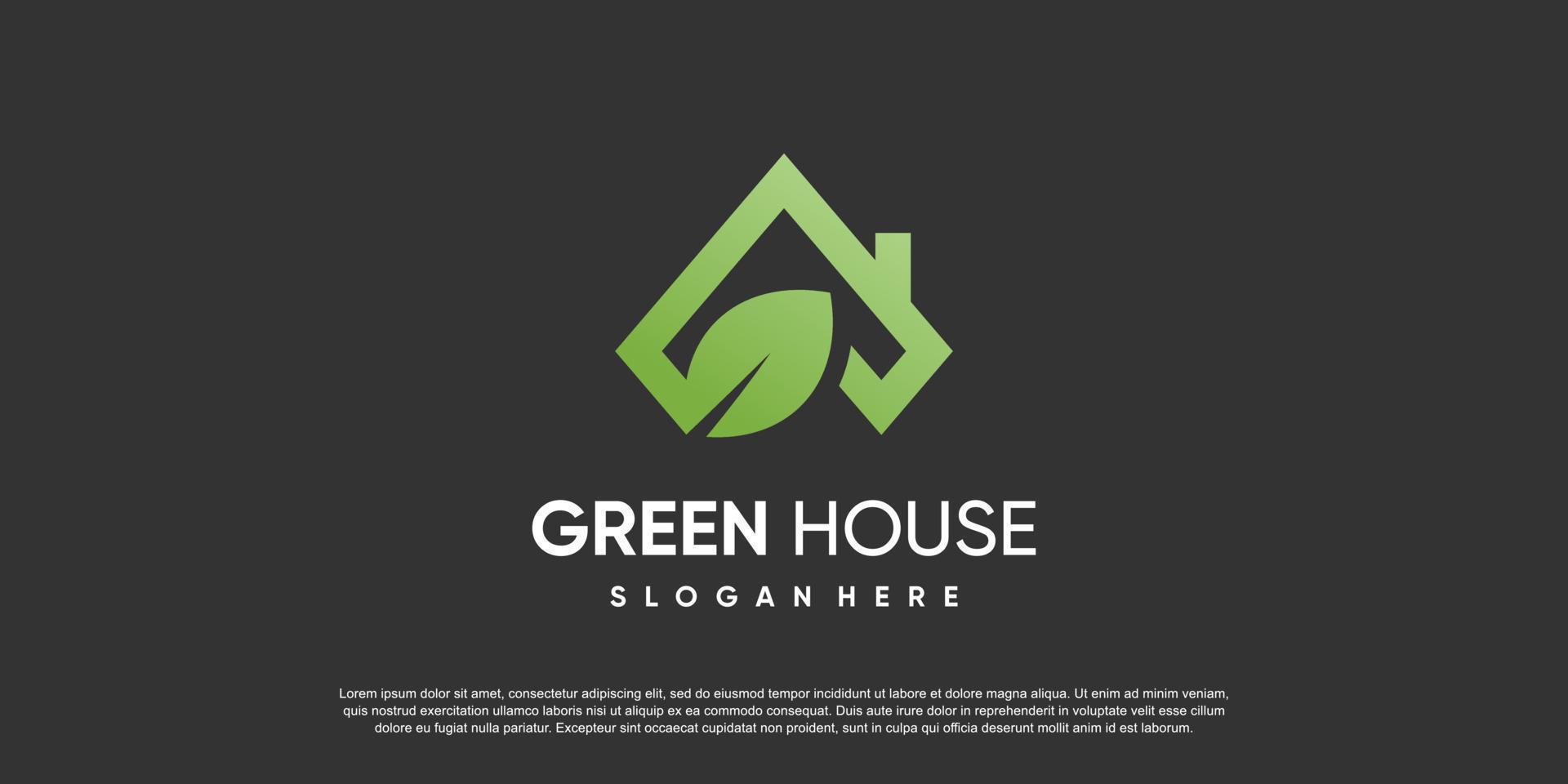 Green house logo design template with modern style idea vector