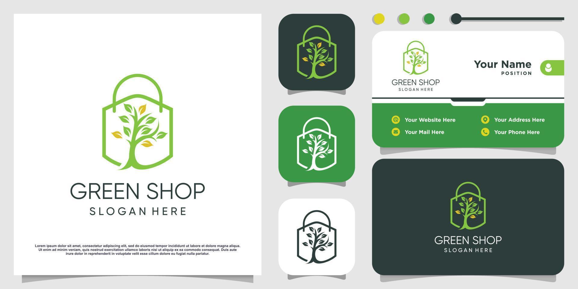 Shop logo design template with unique concept idea vector