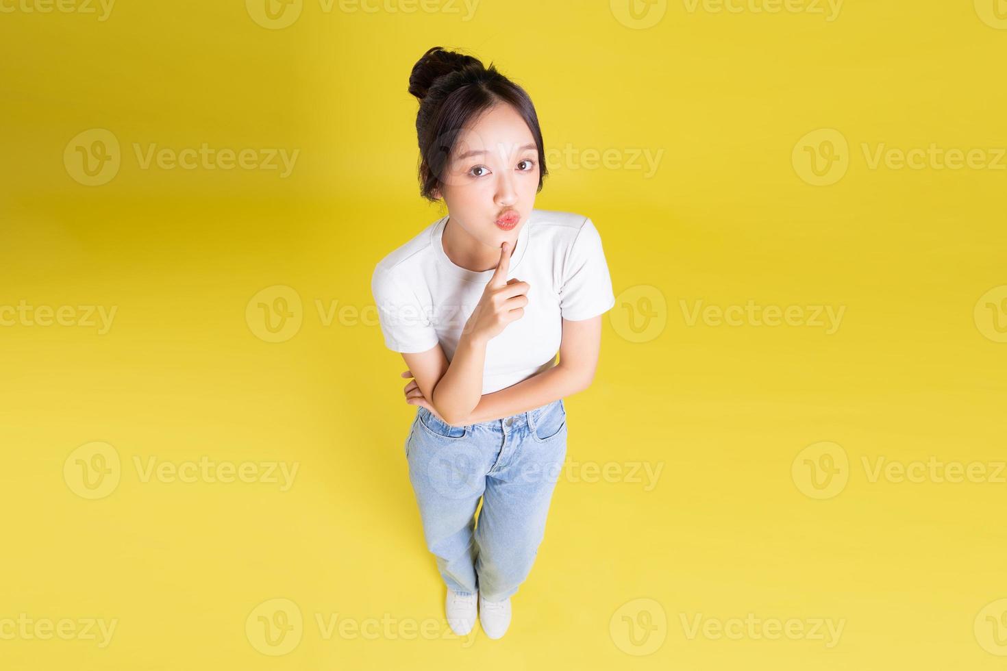 full body image of beautiful asian girl top view photo