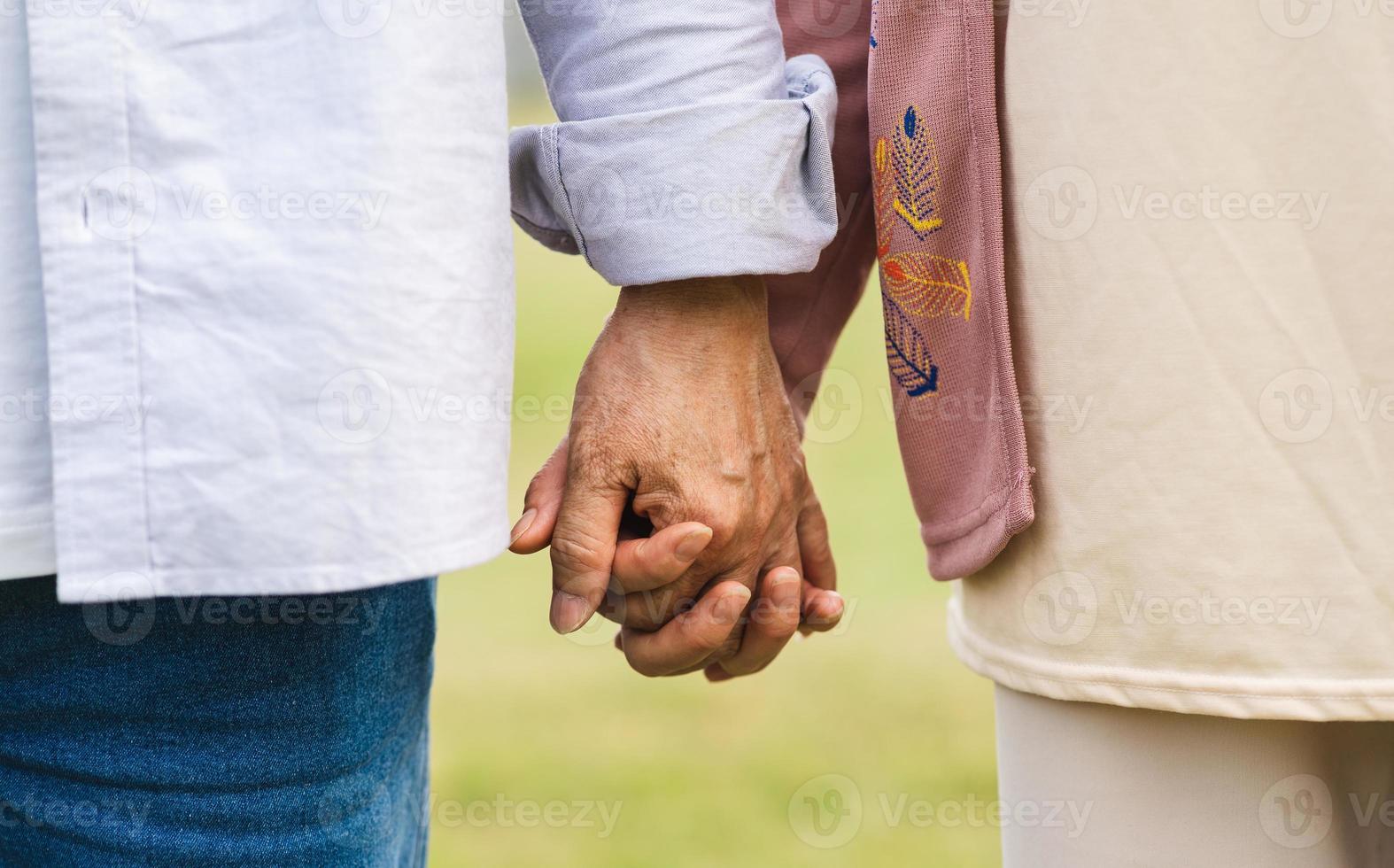 Elderly Asian couple in the park photo