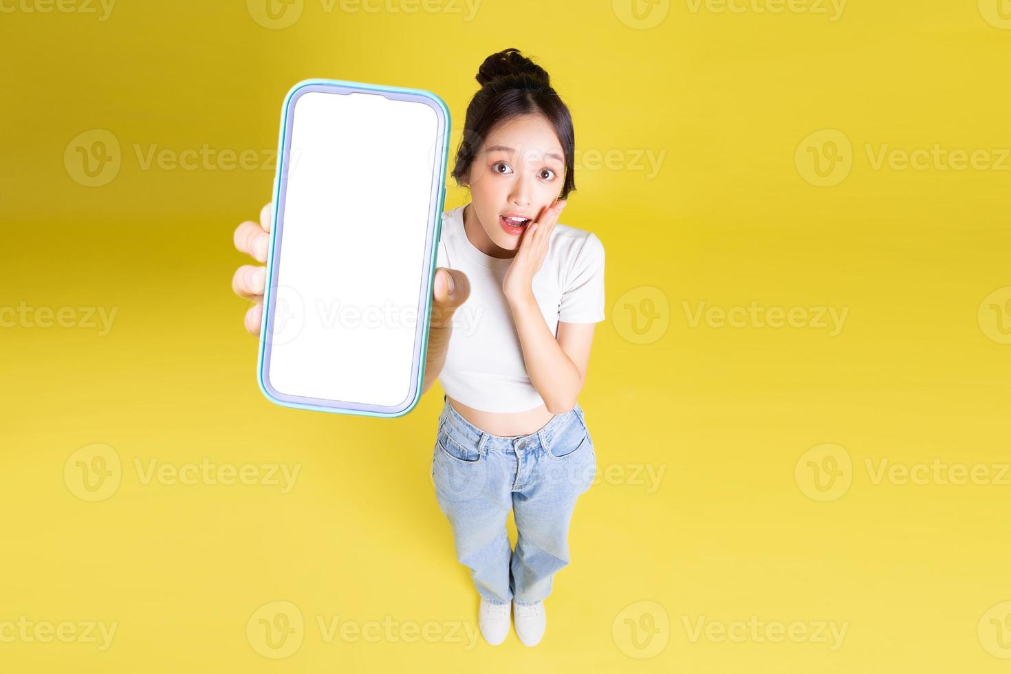 full body image of beautiful asian girl top view photo