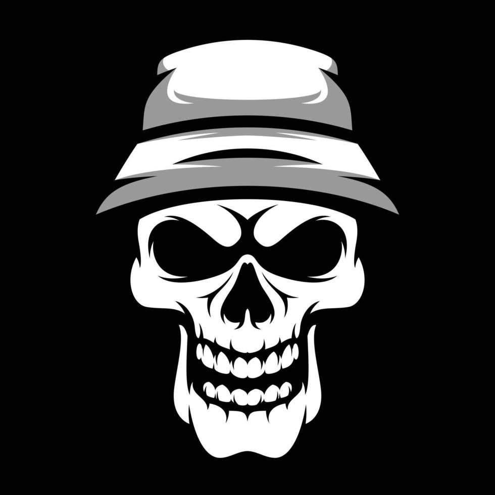 Skull Bucket Hat Mascot Design Vector