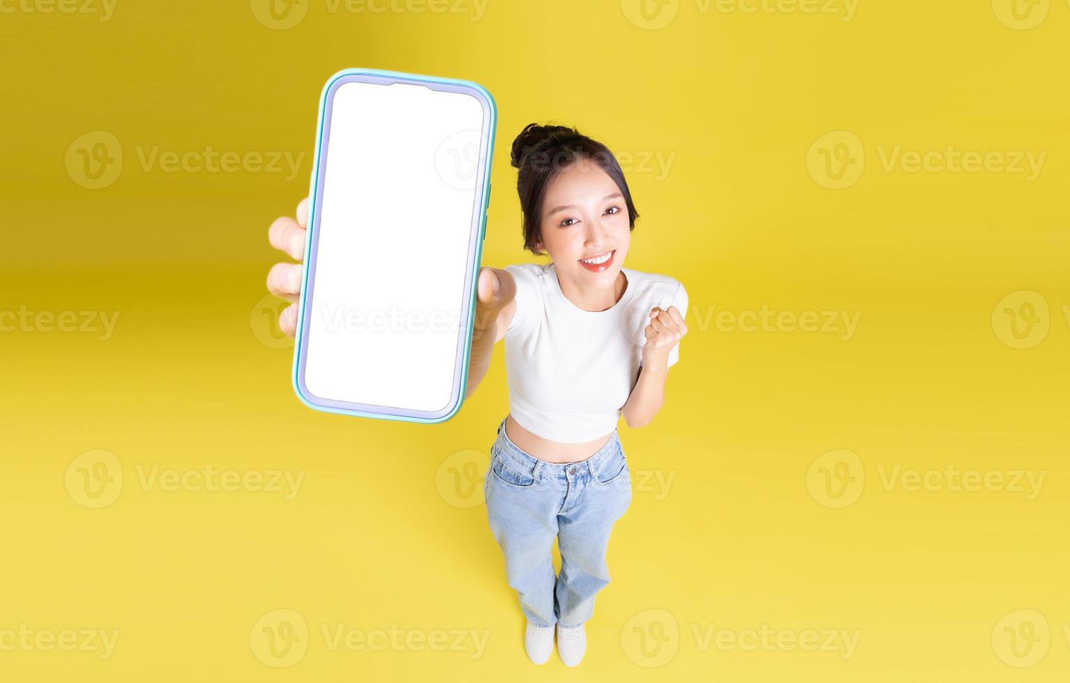 full body image of beautiful asian girl top view photo