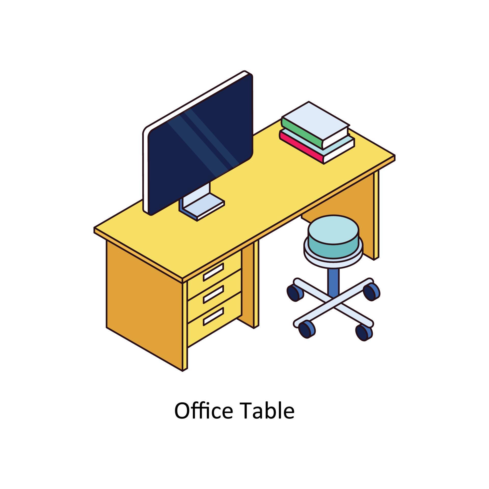 Office Table Vector Isometric Icons. Simple stock illustration stock
