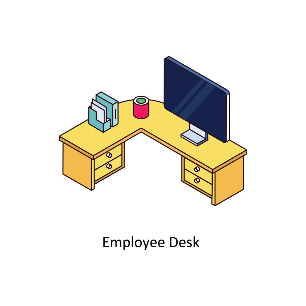 Employee Desk Vector Isometric  Icons. Simple stock illustration stock