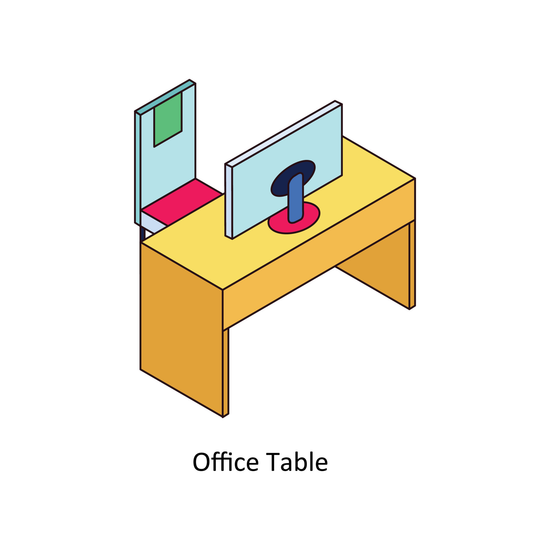 Office Table Vector Isometric Icons. Simple stock illustration stock