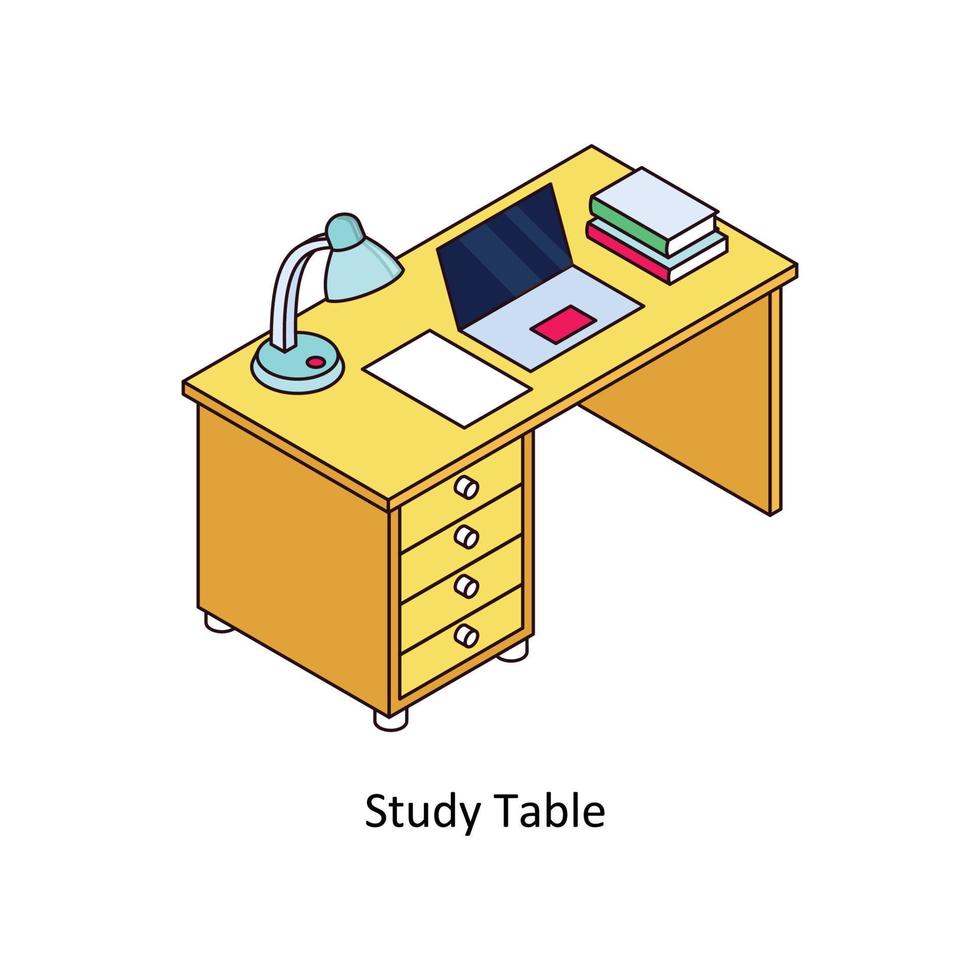 Study Table Vector Isometric  Icons. Simple stock illustration stock