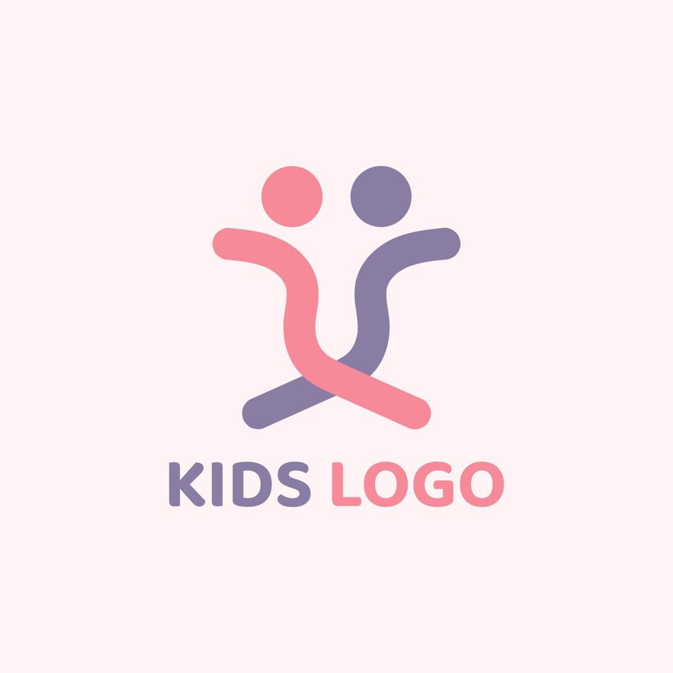 A logo with the shape of two children and the letter S. vector