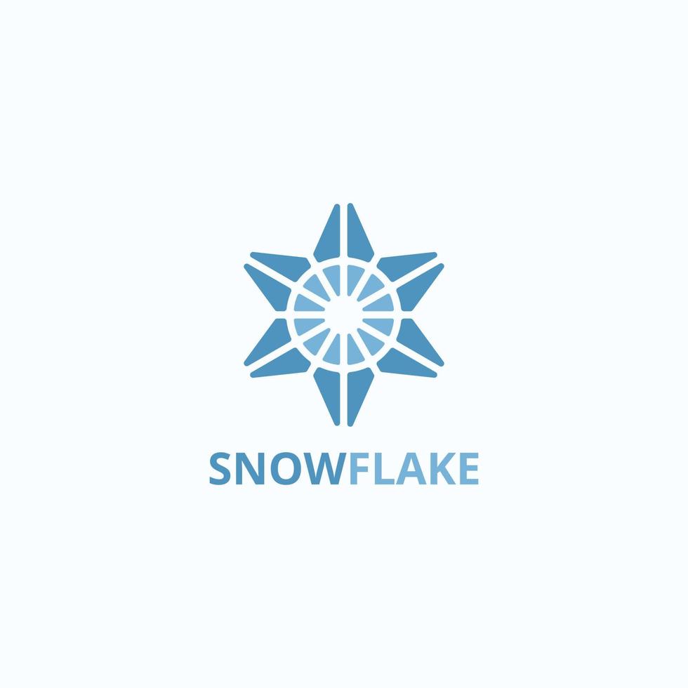 Snowflake logo with hexagram shape. vector