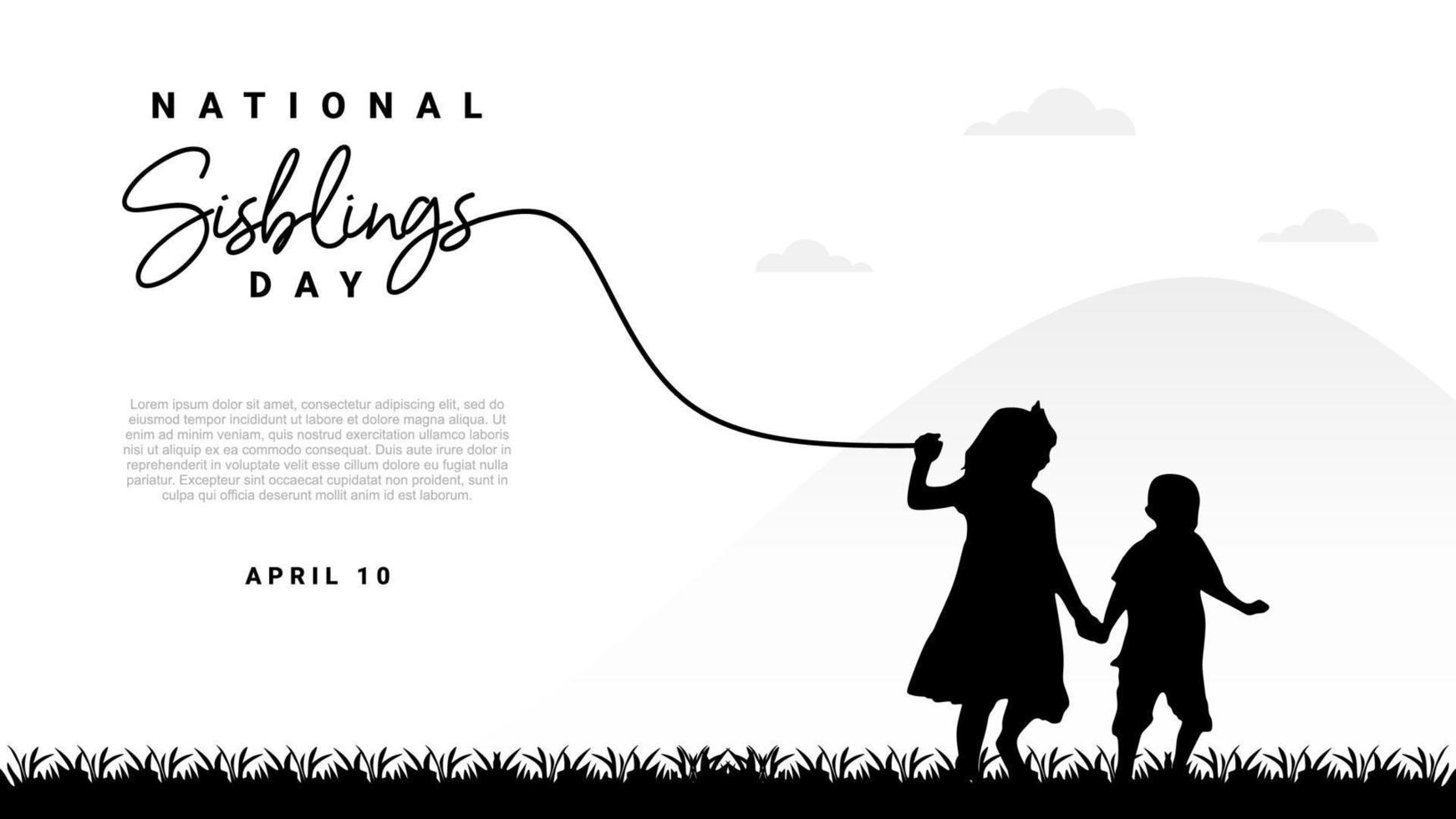 National siblings day banner poster celebrated on april 10. vector