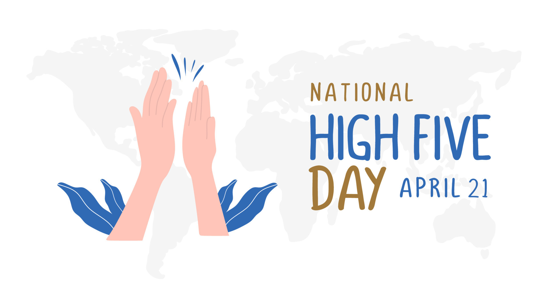 National high five day with two hands and earth map banner poster
