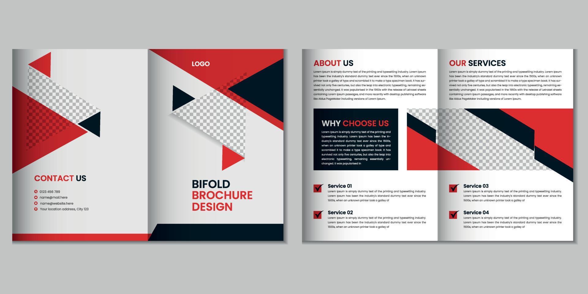 Business bifold brochure template design with geometric colorful shape vector