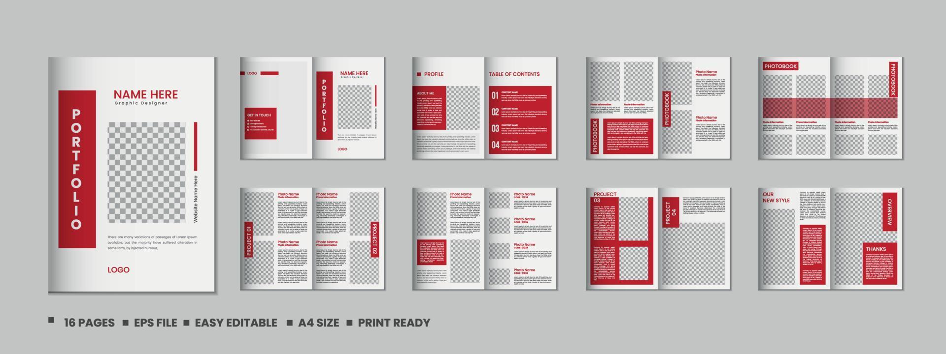 Portfolio magazine template design or  16 pages Fashion magazine and a4 architecture portfolio design vector