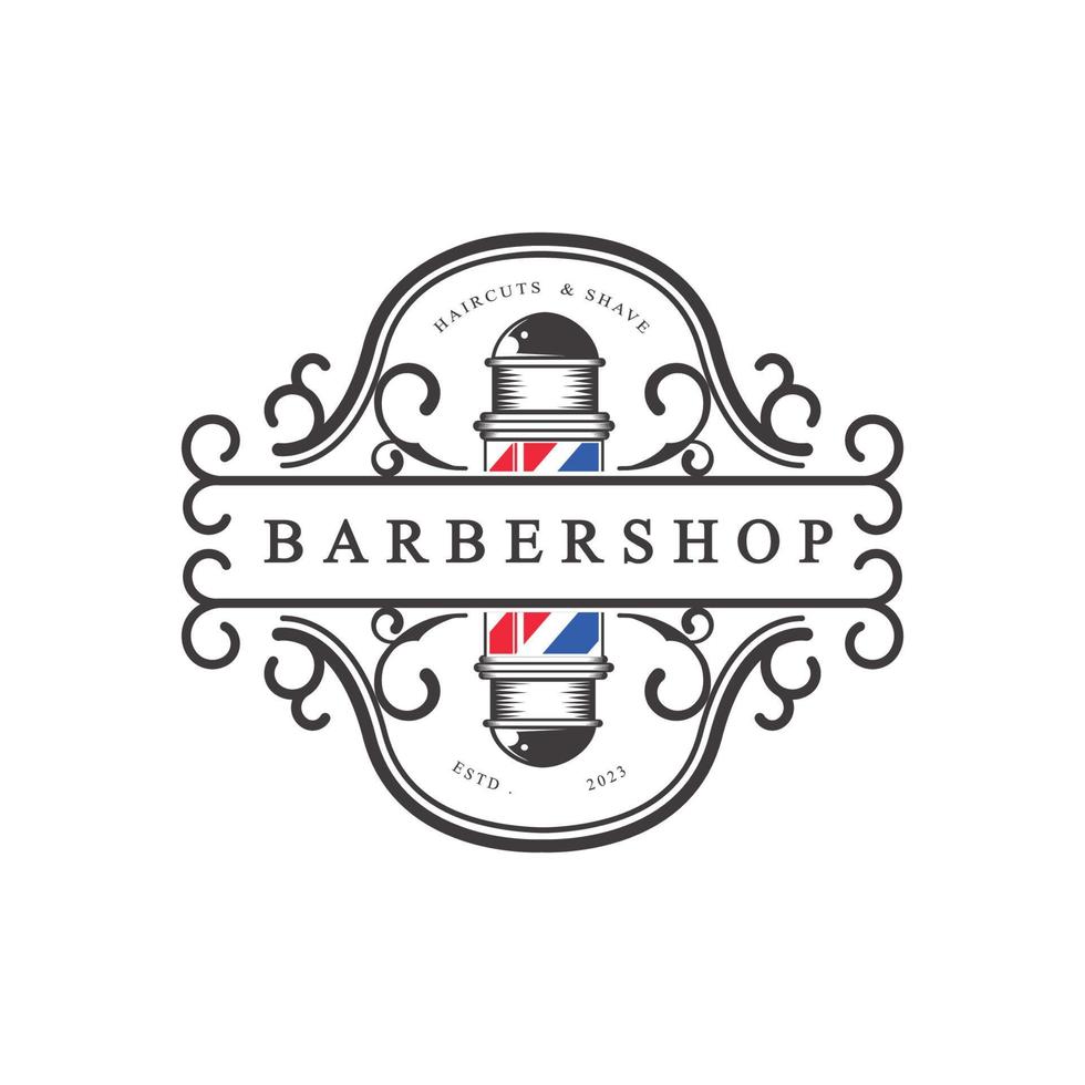 vintage barbershop label stamp logo design for your business and professional with quality services vector design illustration.