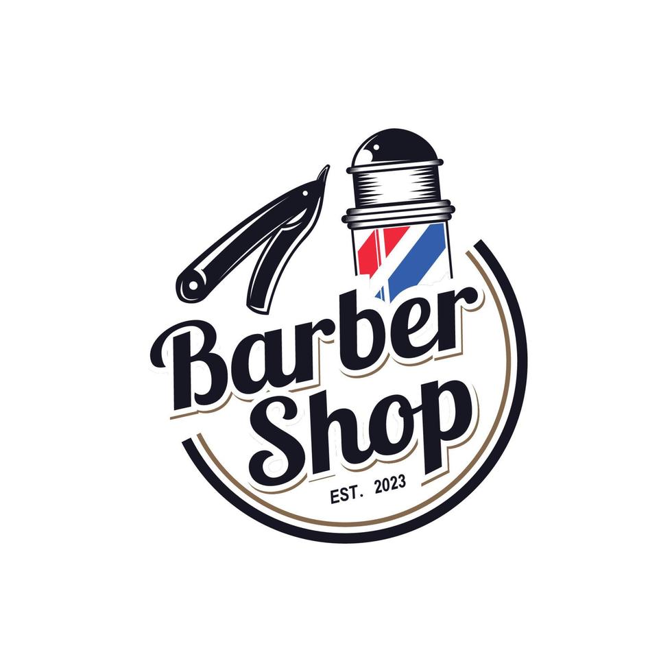 Barbershop label stamp logo design for your business and professional with quality services vector design illustration.