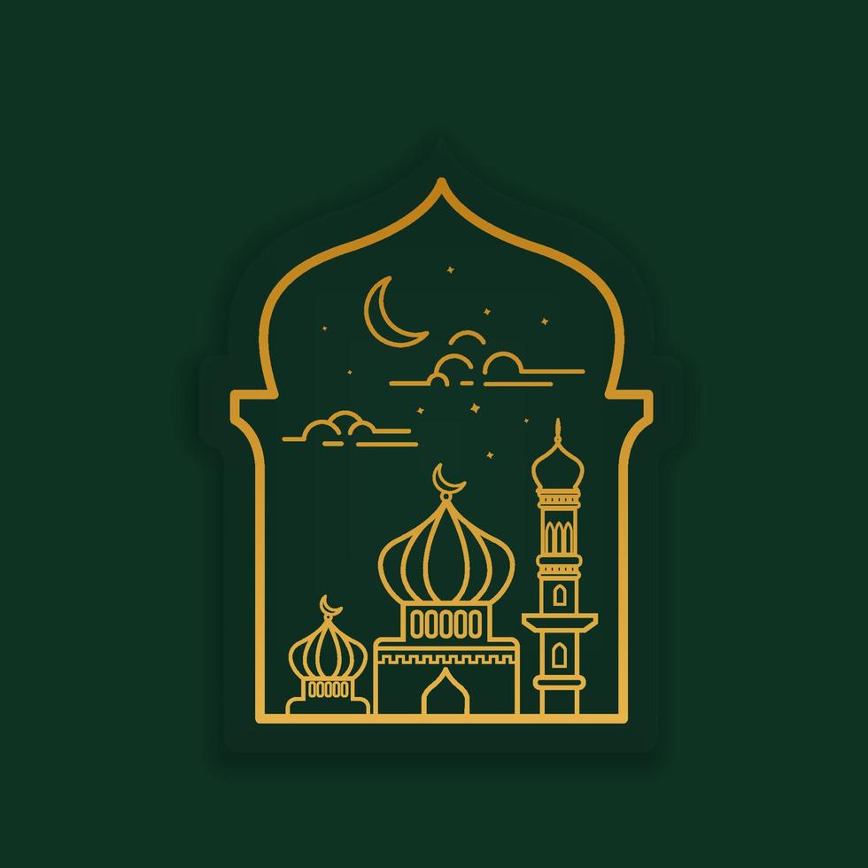 Design for Ramadan Kareem, Islamic Background line art style vector illustration