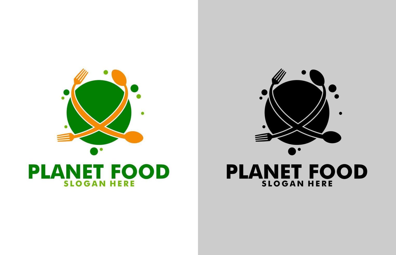 Planet food logo design template vector