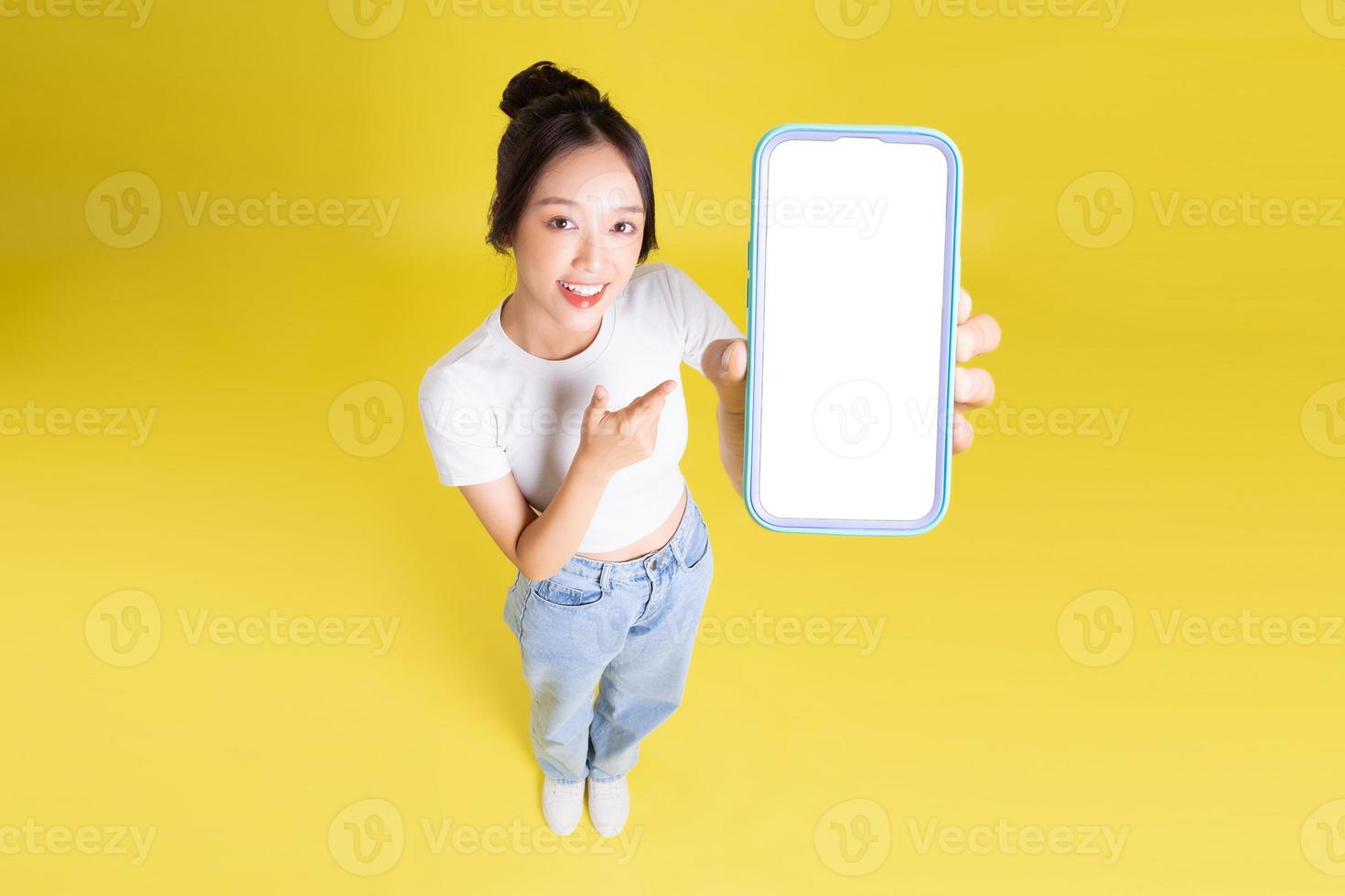 full body image of beautiful asian girl top view photo