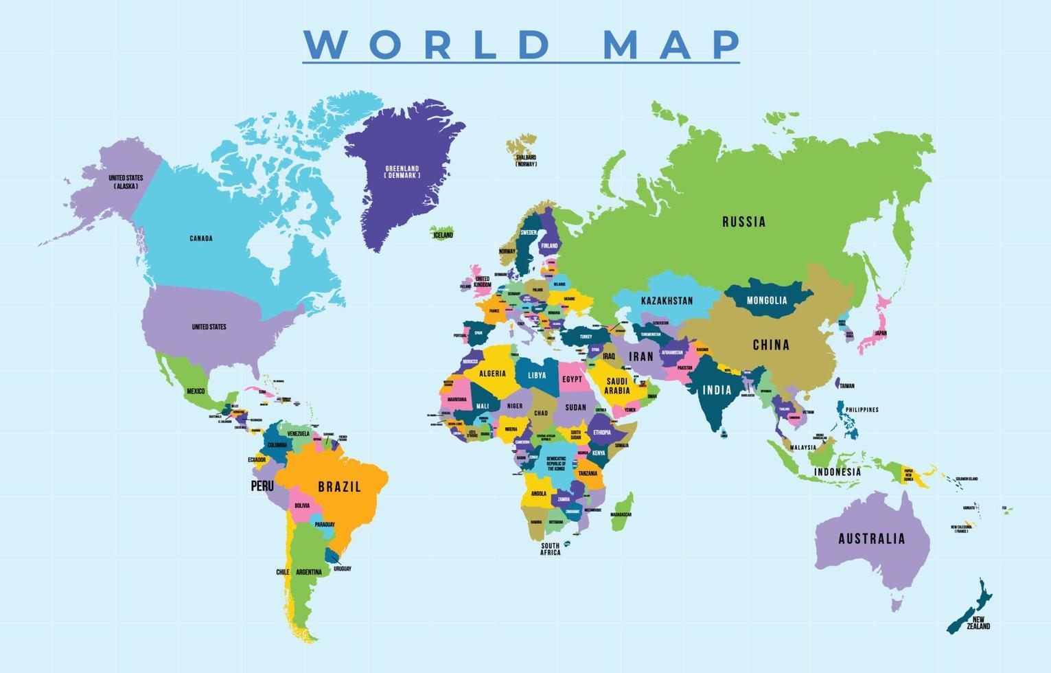 Map of the Whole World That Includes Country Names vector