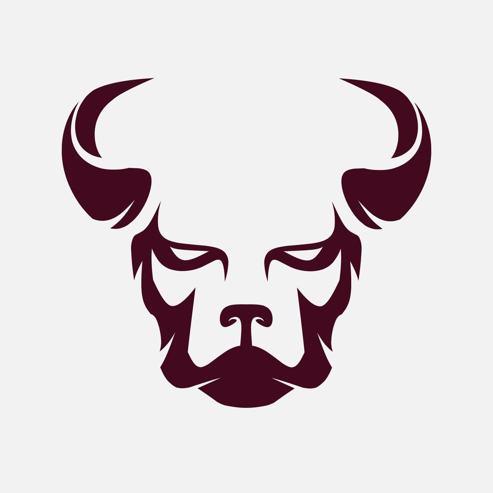 Dog demon evil logo. Simple negative space vector design. Isolated with soft background.