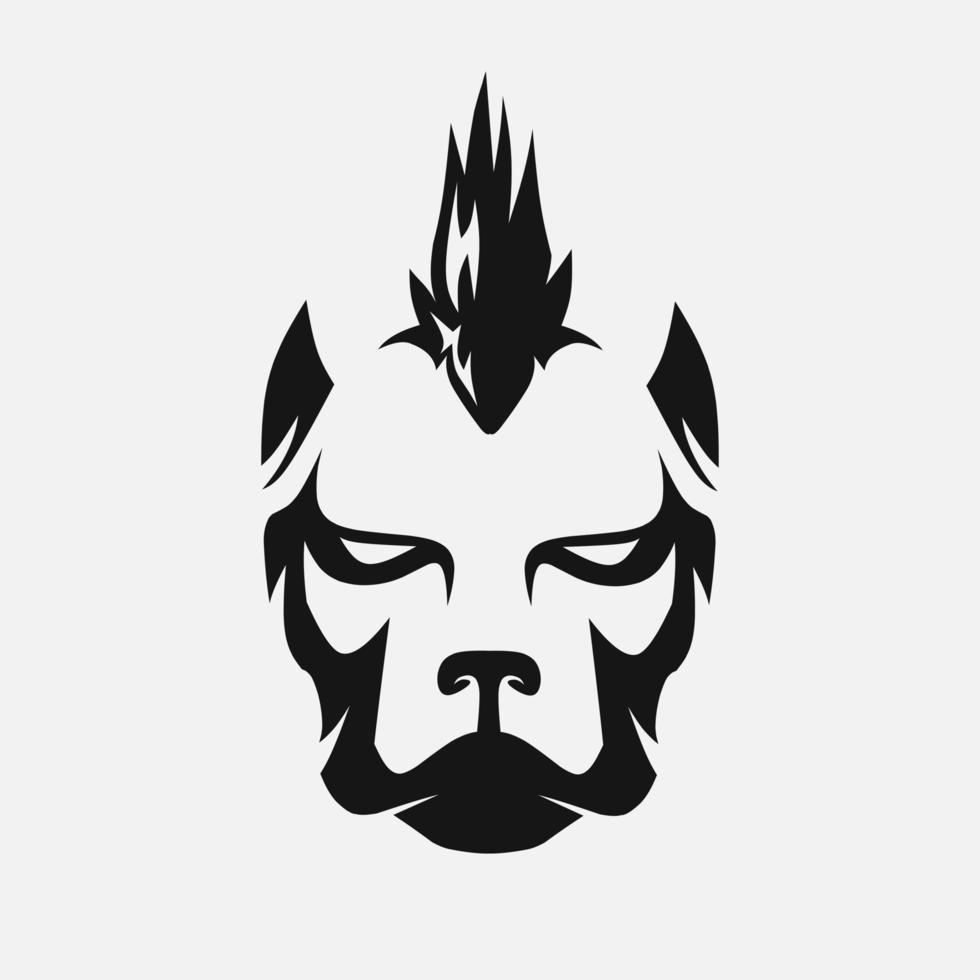 Dog mohawk logo. Simple negative space vector design. Isolated with soft background.
