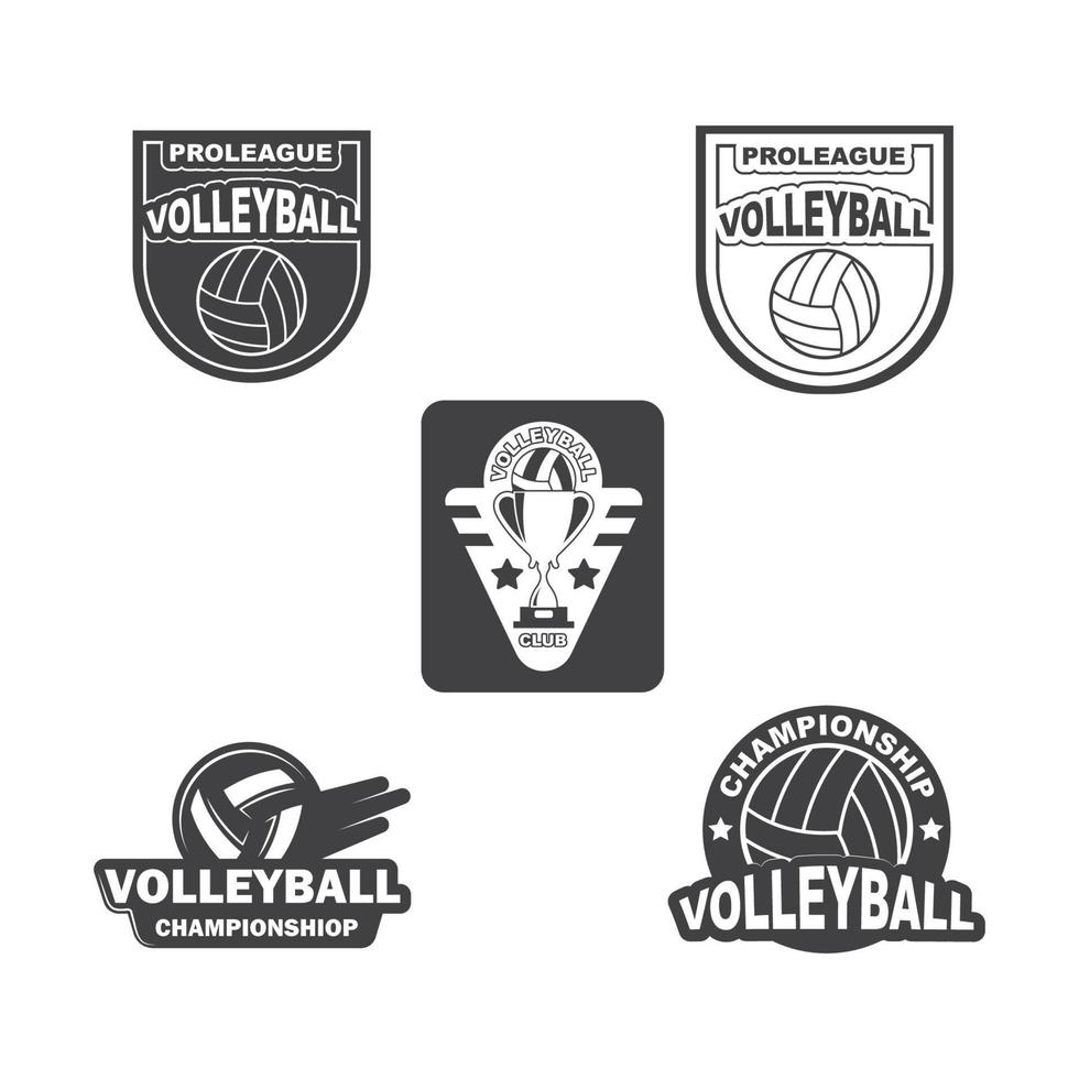 volley ball club logo and badge vector icon illustration